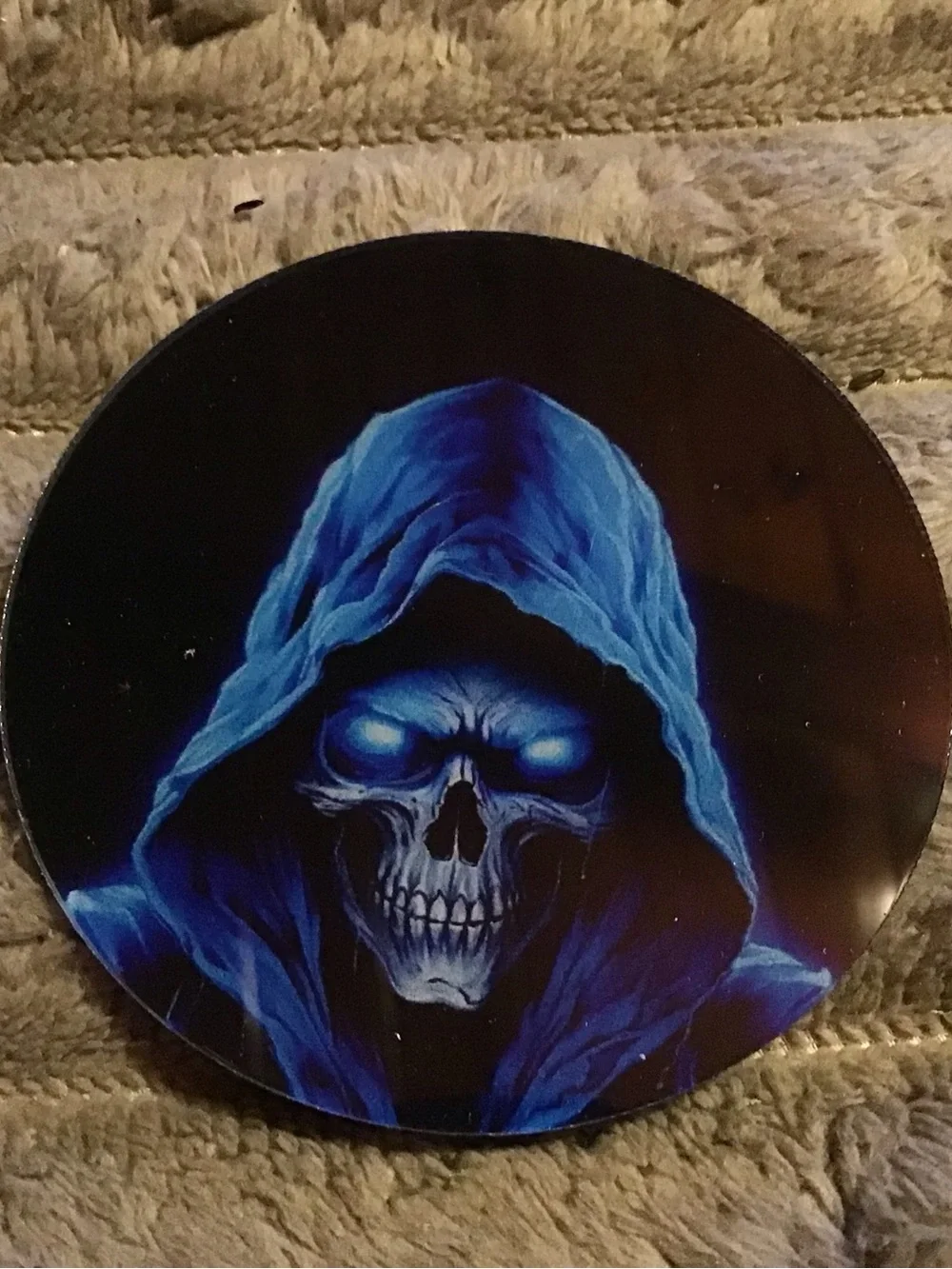 Blue Hooded Skull Coaster Set - Gothic Graphic